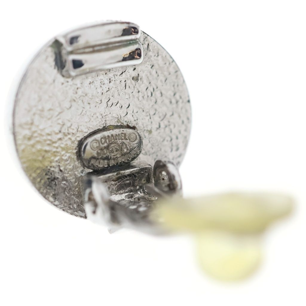 Chanel CC Logo Faux Pearl Earrings Silver — view 6
