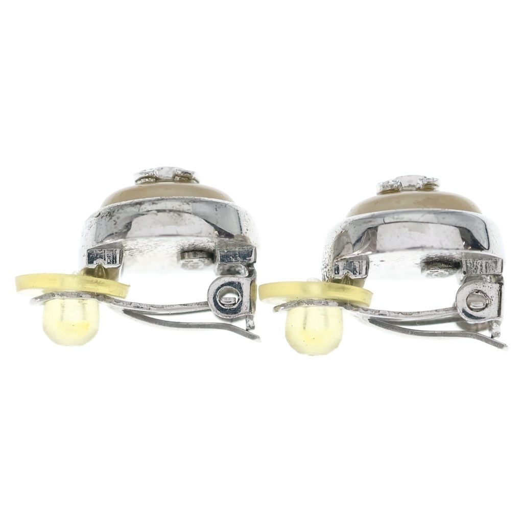 Chanel CC Logo Faux Pearl Earrings Silver — view 4
