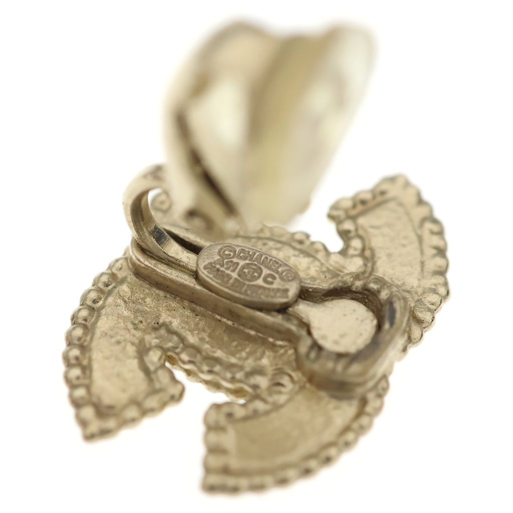 Chanel CC Logo Faux Pearl Gold Earrings — view 6