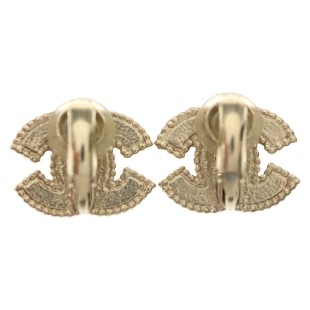 Chanel CC Logo Faux Pearl Gold Earrings — view 2