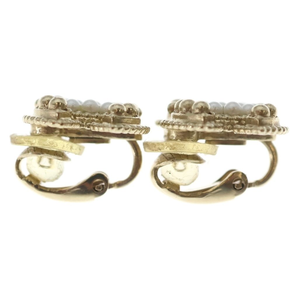 Chanel CC Logo Faux Pearl Gold Earrings — view 4