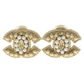 Chanel CC Logo Faux Pearl Gold Earrings