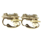 Chanel CC Logo Faux Pearl Gold Earrings — view 3