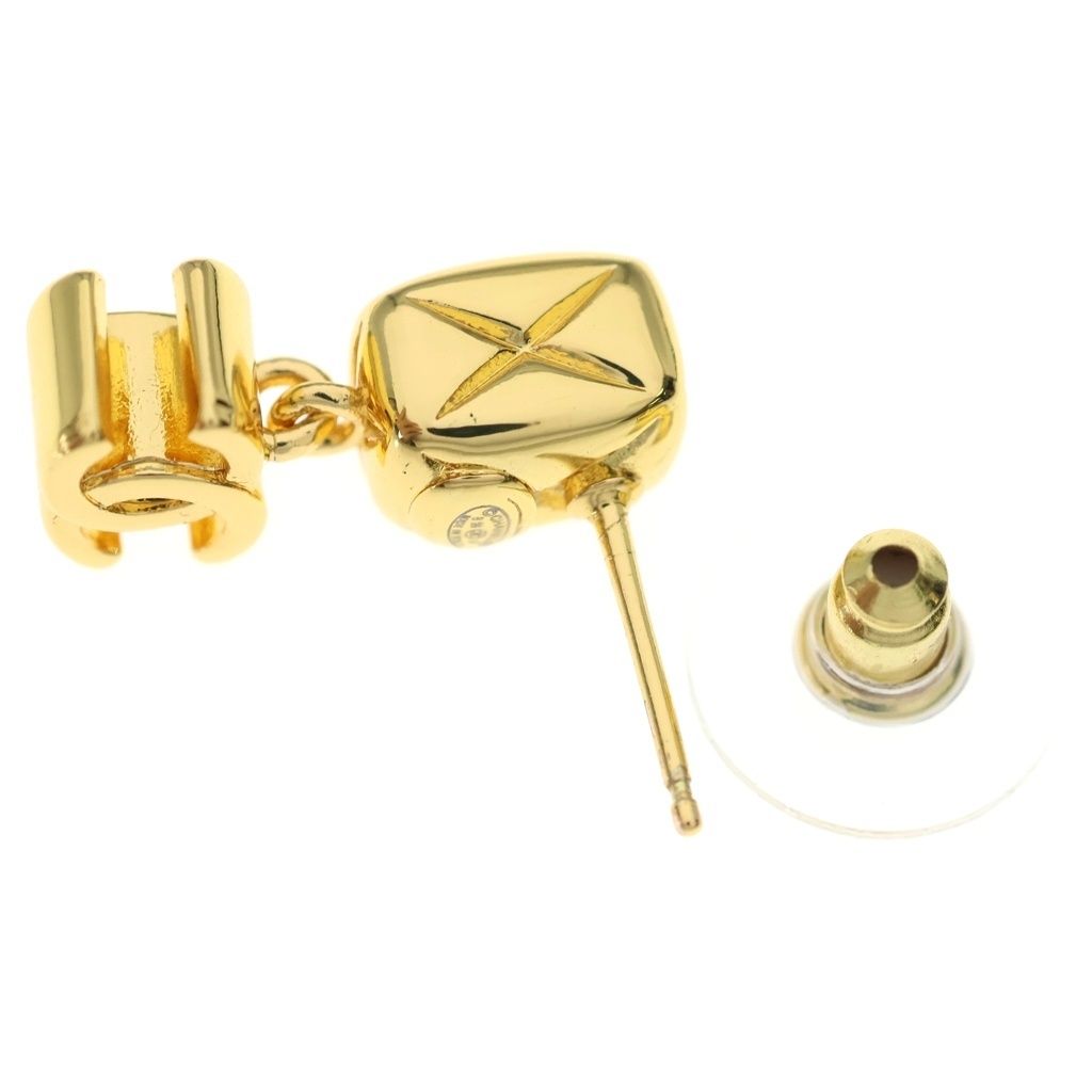 Chanel CC Logo Swing Earrings Gold — view 5
