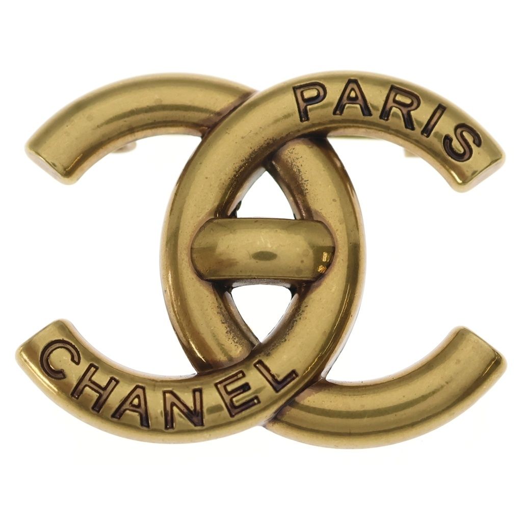 Chanel CC Logo Turnlock Motif Brooch Gold 21k