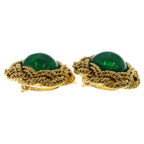 Chanel Green Stone Earrings Gold — view 3