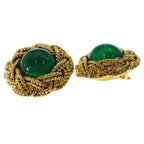 Chanel Green Stone Earrings Gold — view 4