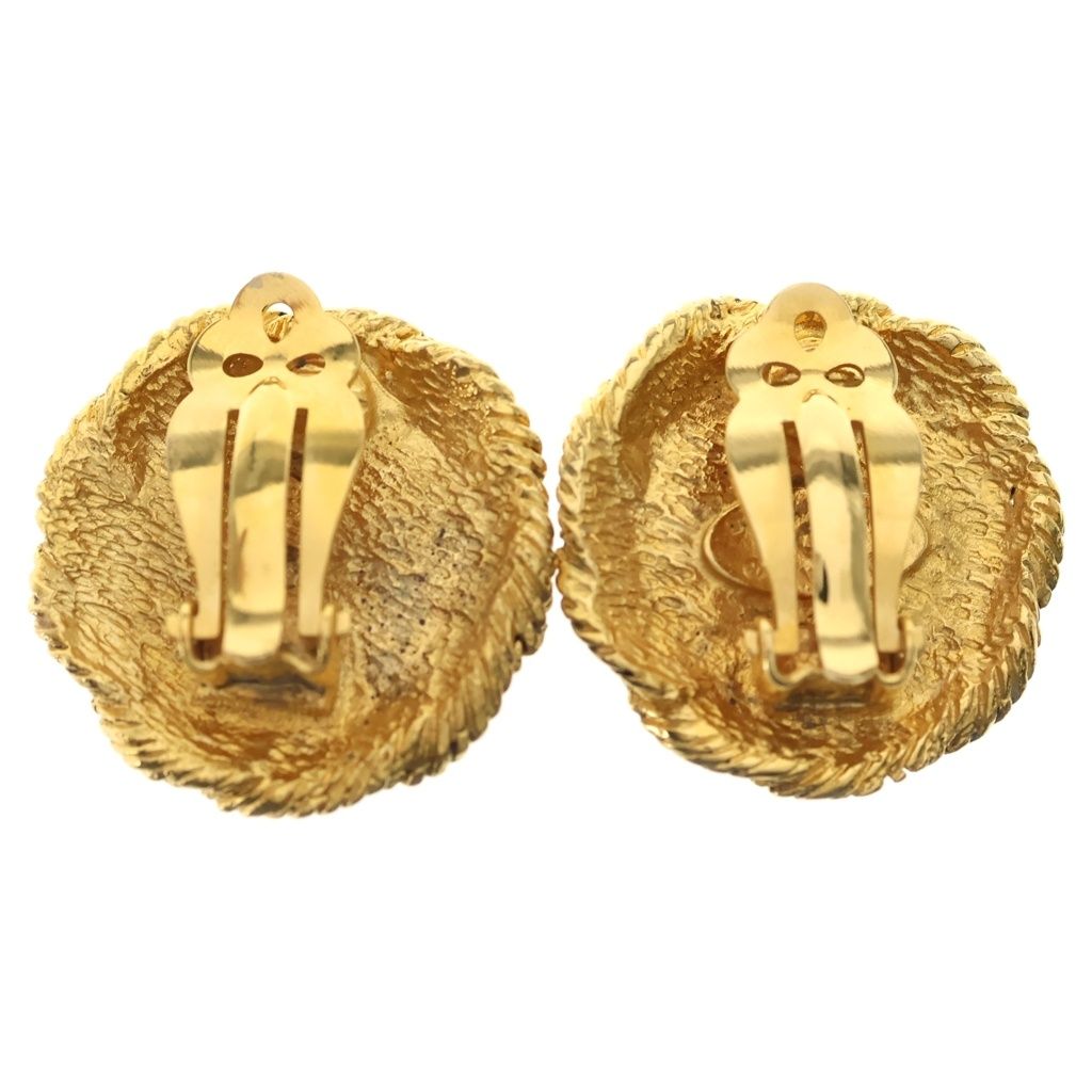 Chanel Green Stone Earrings Gold — view 2