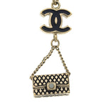 Chanel CC Logo Quilted Motif Necklace Black Gold — view 3
