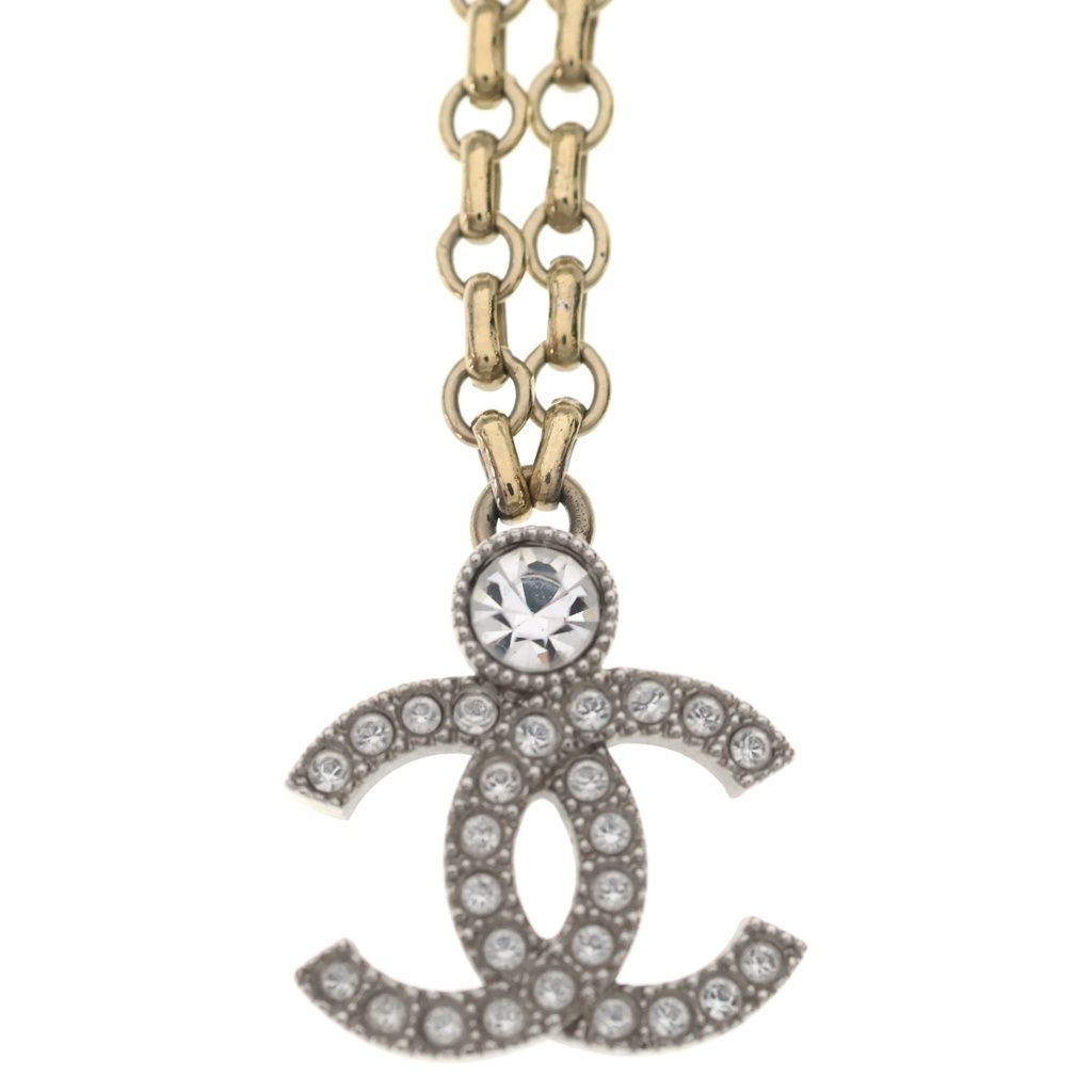 Chanel CC Logo Rhinestone Necklace — view 3