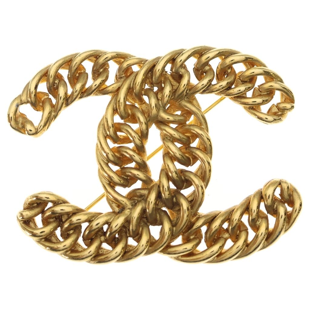 Chanel CC Logo Brooch Gold