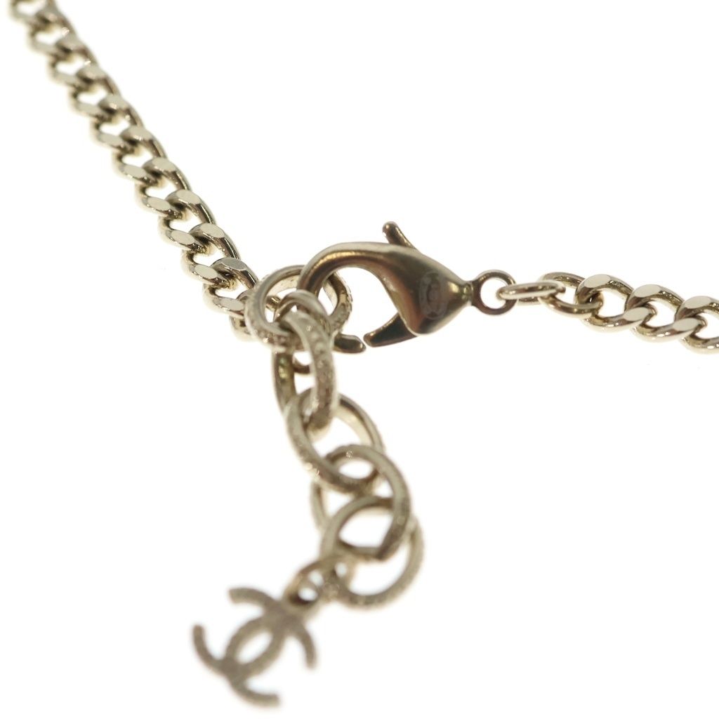 Chanel CC Logo Rhinestone Faux Pearl Long Chain Necklace Gold — view 4