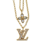 Louis Vuitton LV Rhinestone Necklace Gold Plated — view 3