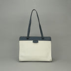 Hermes Tote Fjord White Navy Gray Gold Handbag Tricolor 2-Way — view 3