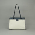 Hermes Tote Fjord White Navy Gray Gold Handbag Tricolor 2-Way