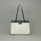 Hermes Tote Fjord White Navy Gray Gold Handbag Tricolor 2-Way