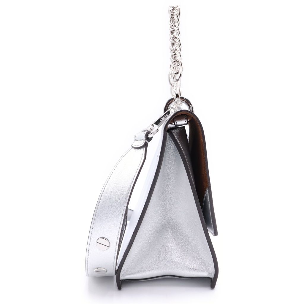 Fendi Canyu Leather 2-Way Chain Shoulder Bag Silver — view 3