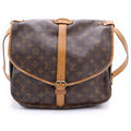 Louis Vuitton Saumur 35 Monogram Leather Shoulder Bag Gold Brown