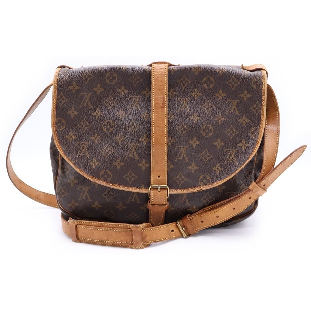 Louis Vuitton Saumur 35 Monogram Leather Shoulder Bag Gold Brown — view 2