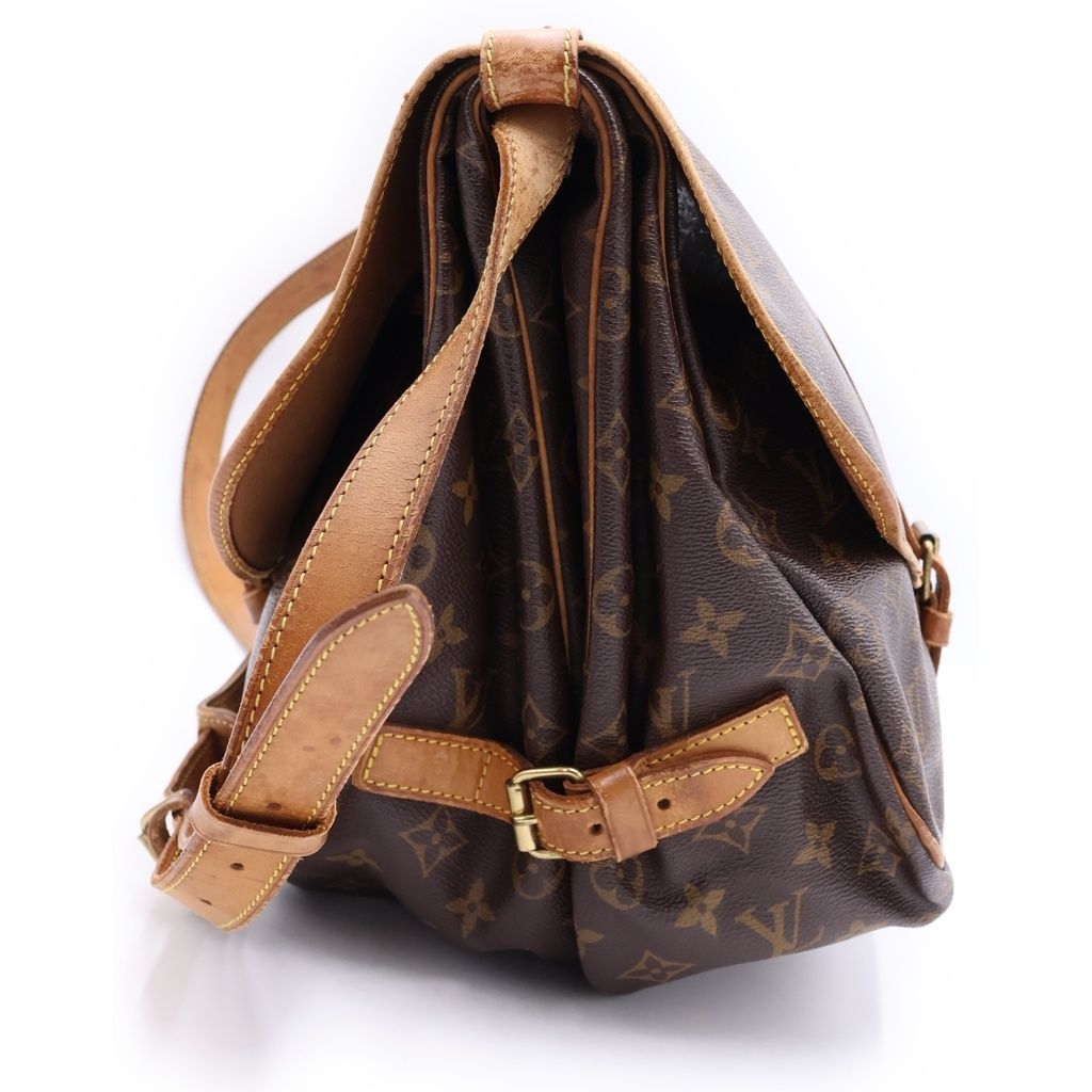 Louis Vuitton Saumur 35 Monogram Leather Shoulder Bag Gold Brown — view 3