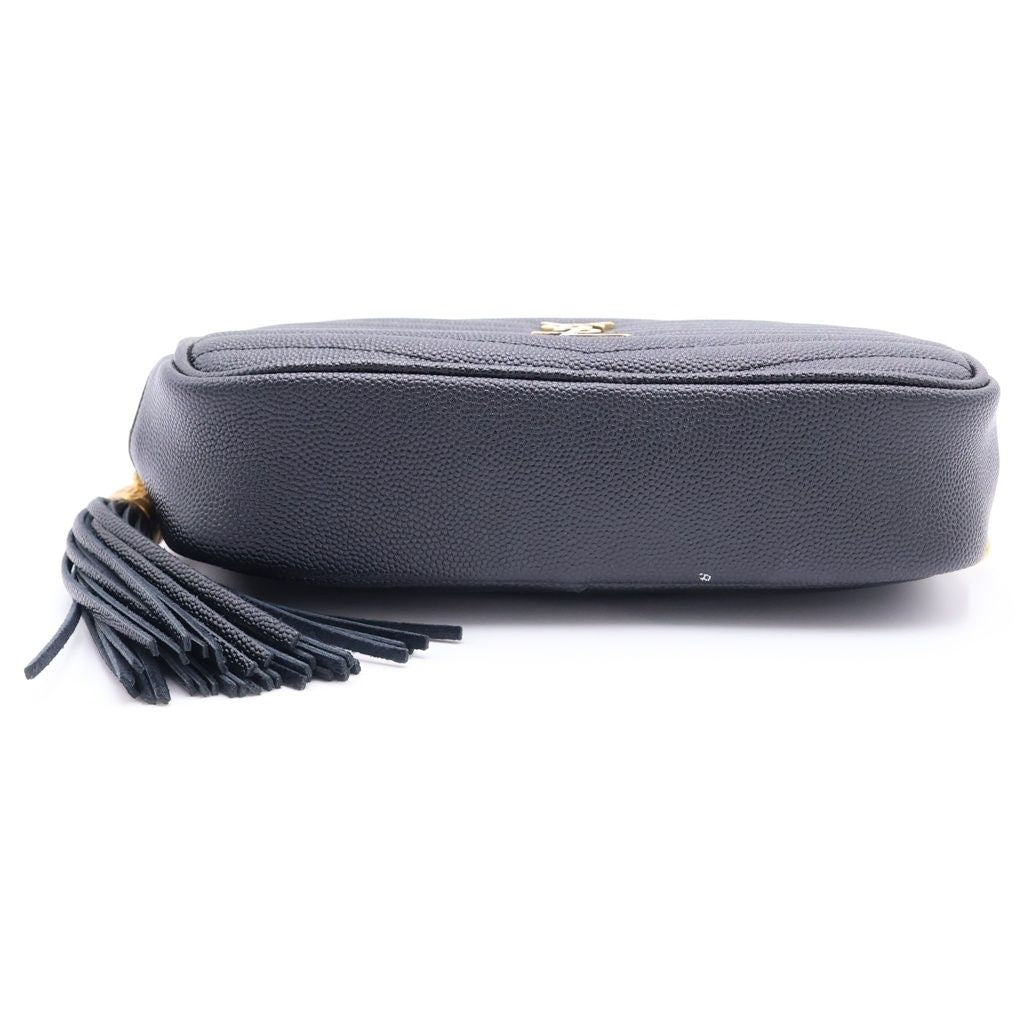 Saint Laurent Paris le Mini Cassandra Logo Plate Leather Tassel Chain Shoulder — view 4