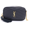 Saint Laurent Paris le Mini Cassandra Logo Plate Leather Tassel Chain Shoulder
