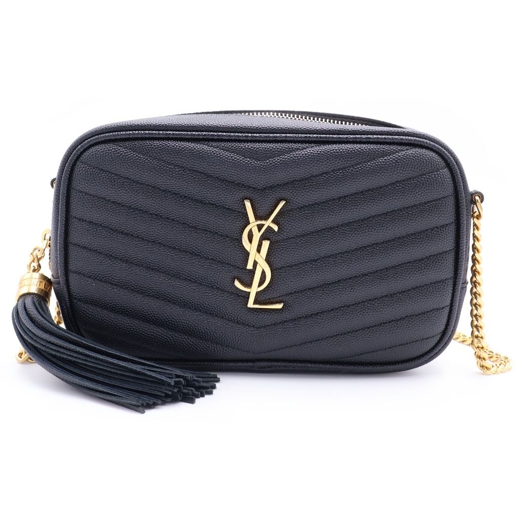 Saint Laurent Paris le Mini Cassandra Logo Plate Leather Tassel Chain Shoulder