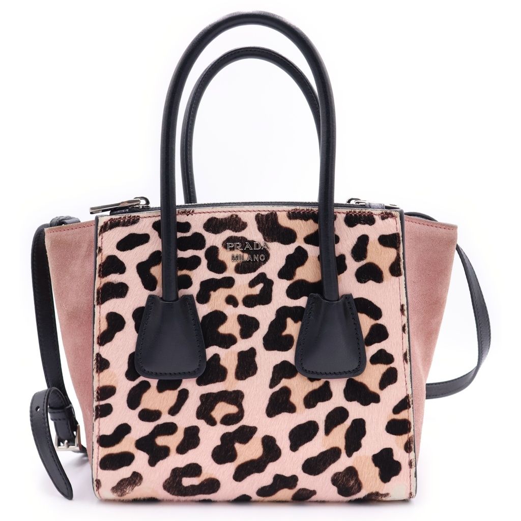 Prada Leopard Calf 2-Way Shoulder Bag Pink