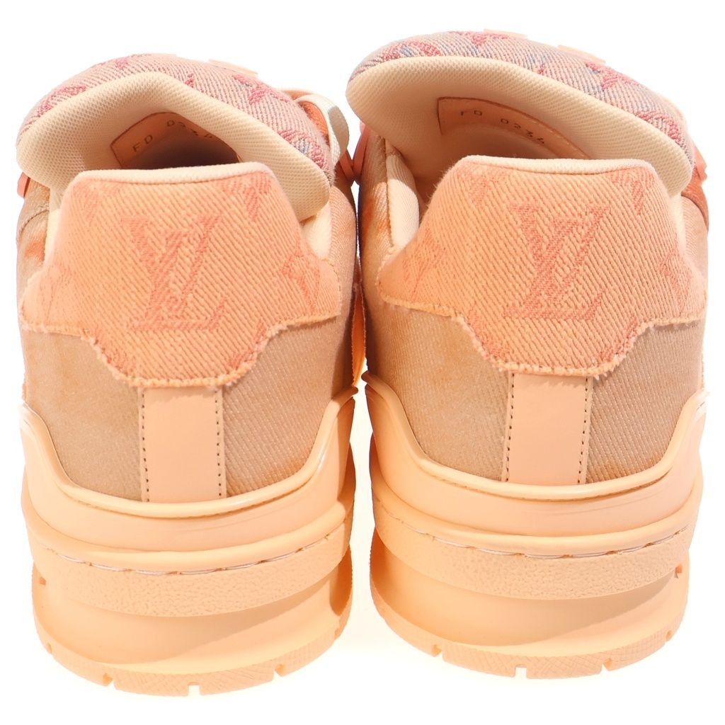 Louis Vuitton LV Trauner Monogram Denim Sneakers LV Low Cut Orange — view 3
