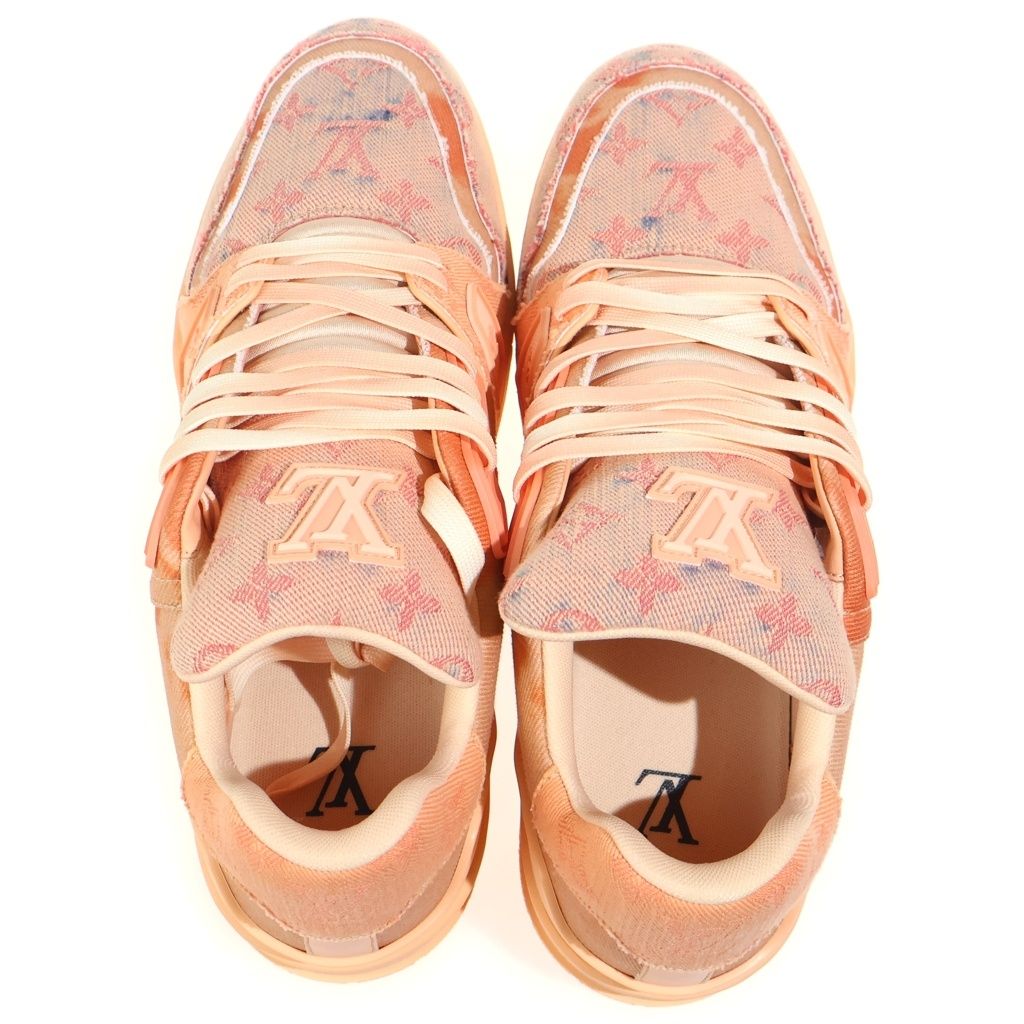 Louis Vuitton LV Trauner Monogram Denim Sneakers LV Low Cut Orange — view 4