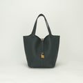 Hermes Picotin Lock 22 Tote Taurillon Clemence Vert Fonce Vertfonce Green Gold