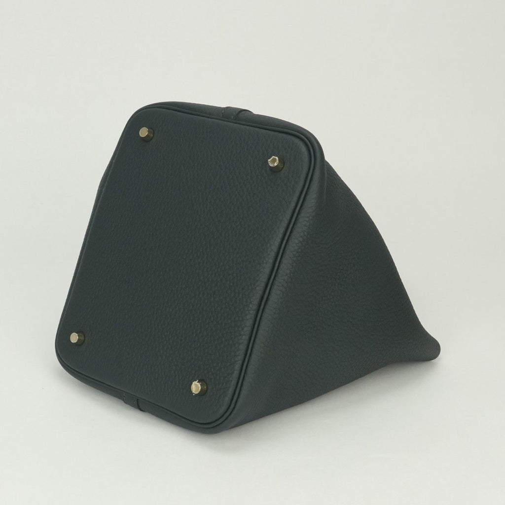 Hermes Picotin Lock 22 Tote Taurillon Clemence Vert Fonce Vertfonce Green Gold — view 5