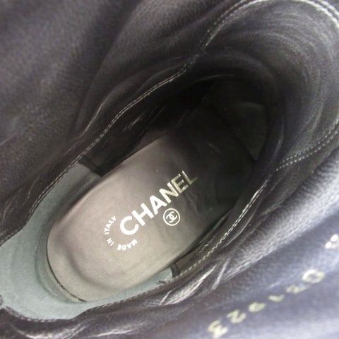 Chanel Camellia Short Boots Leather Shoes CC Logo Black 37c — view 7