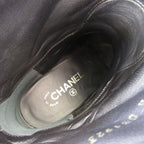 Chanel Camellia Short Boots Leather Shoes CC Logo Black 37c — view 7