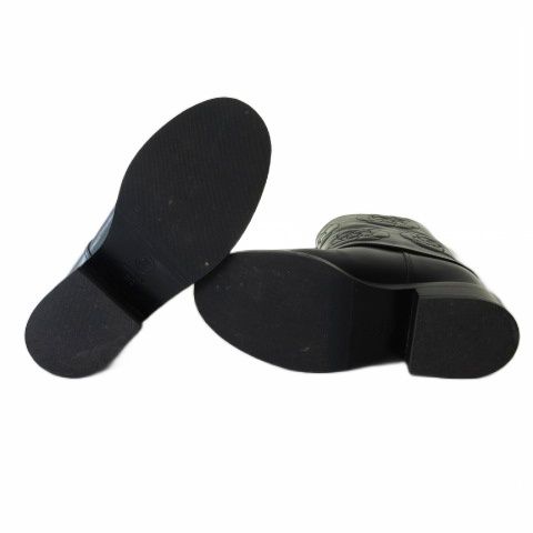 Chanel Camellia Short Boots Leather Shoes CC Logo Black 37c — view 8