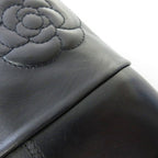 Chanel Camellia Short Boots Leather Shoes CC Logo Black 37c — view 5