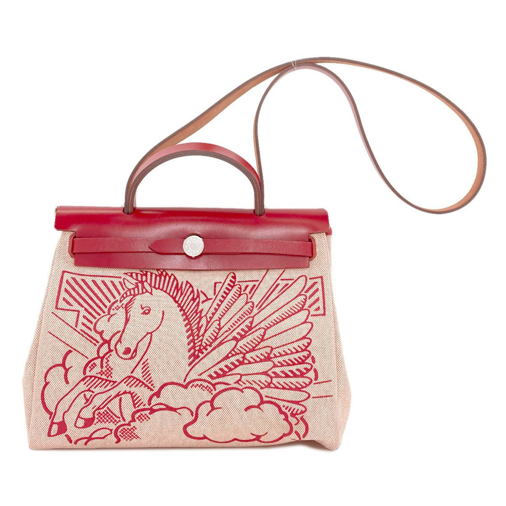 Hermes Herbag Zip 31 Pegasus Pop Silver Handbag Toile