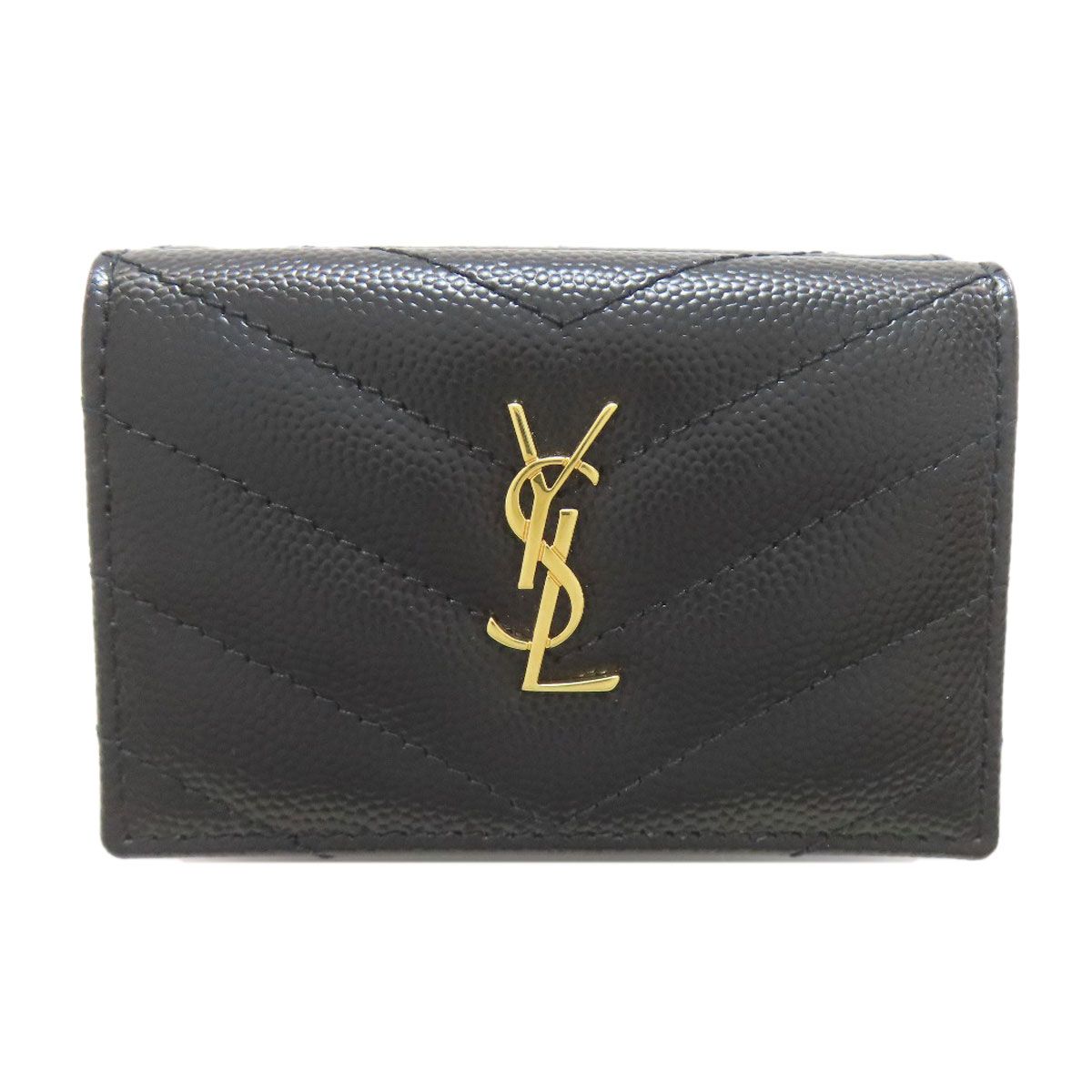 Saint Laurent Stitch Cassandra Trifold Wallet Calf