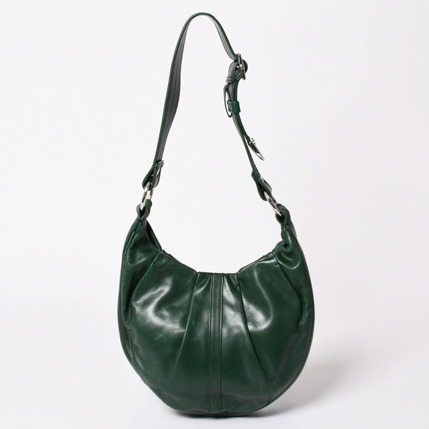 Saint Laurent Rive Gauche Leather Hobo Shoulder Bag Tom Ford Era Pleated Green — view 2