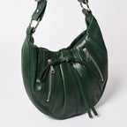 Saint Laurent Rive Gauche Leather Hobo Shoulder Bag Tom Ford Era Pleated Green — view 3