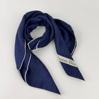 Dior Check Pattern Silk Scarf Navy Vintage — view 2