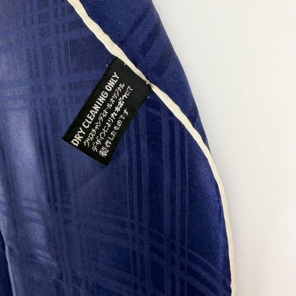 Dior Check Pattern Silk Scarf Navy Vintage — view 8
