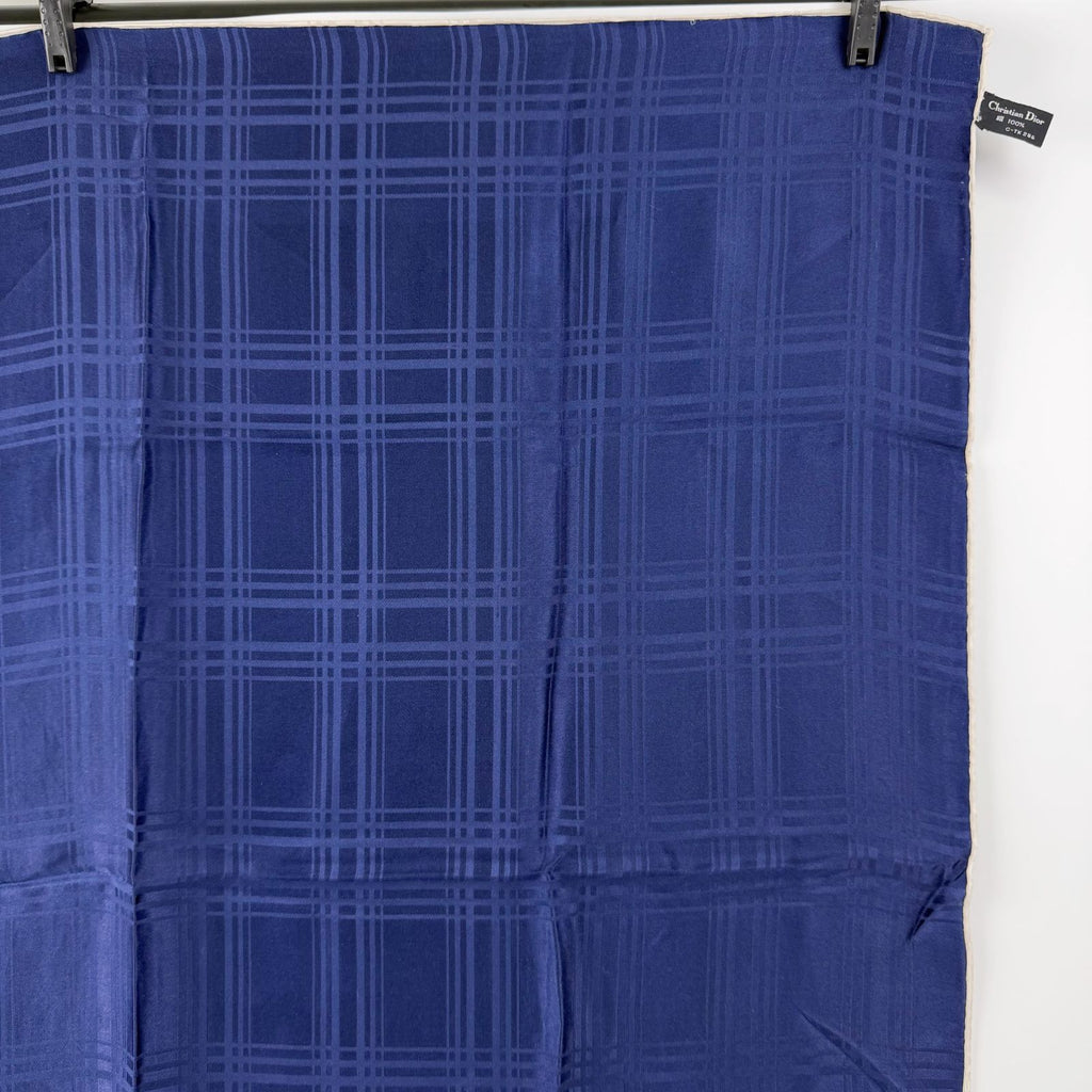 Dior Check Pattern Silk Scarf Navy Vintage — view 4