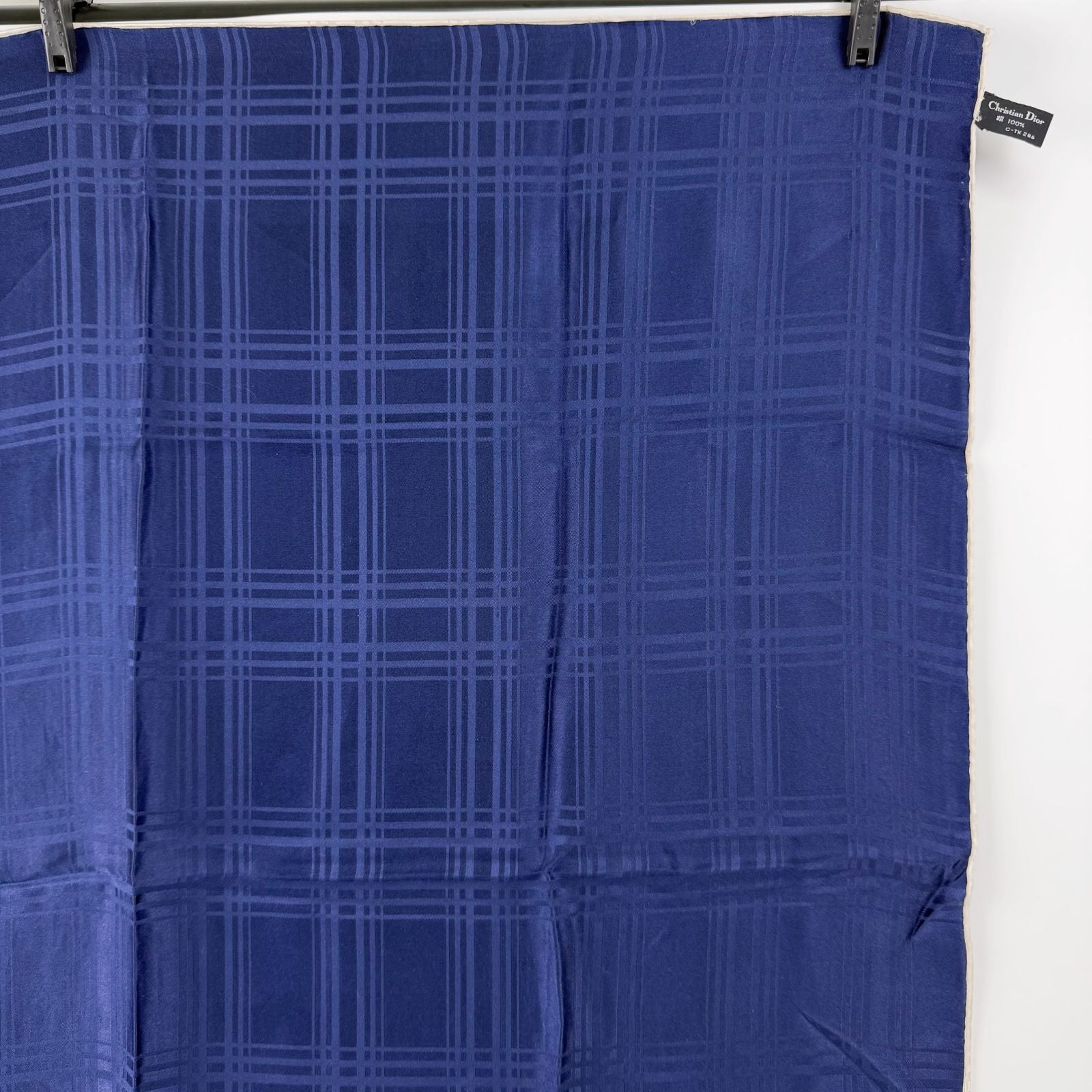 Dior Check Pattern Silk Scarf Navy Vintage — view 4