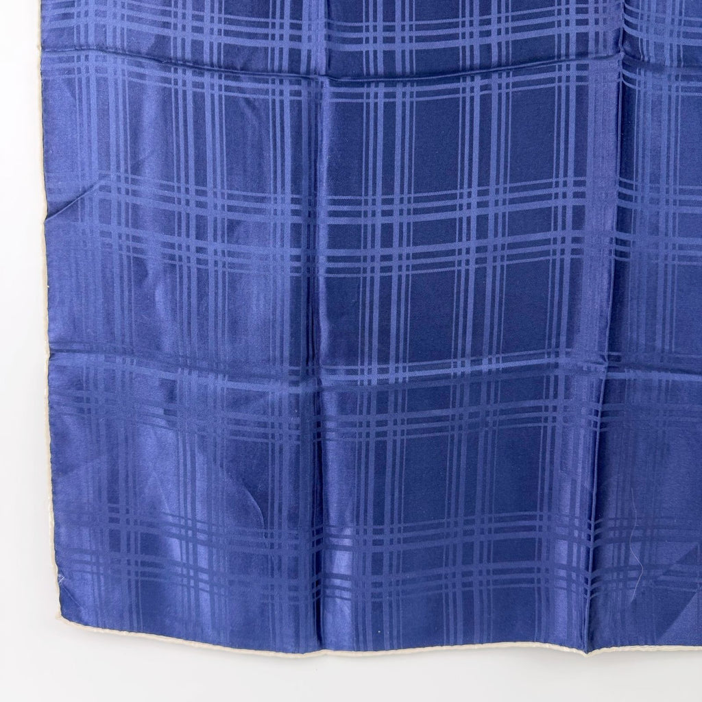 Dior Check Pattern Silk Scarf Navy Vintage — view 5