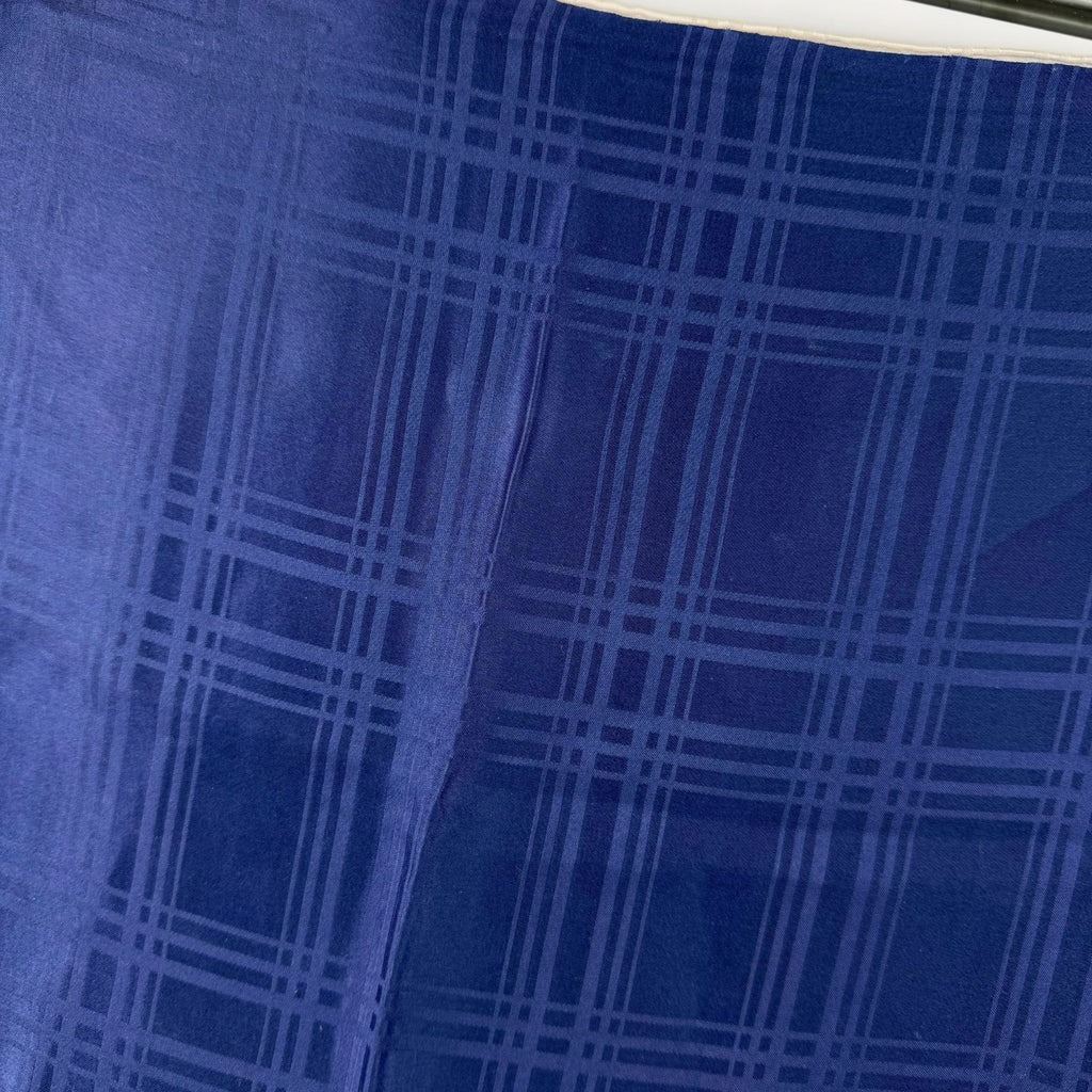 Dior Check Pattern Silk Scarf Navy Vintage — view 9