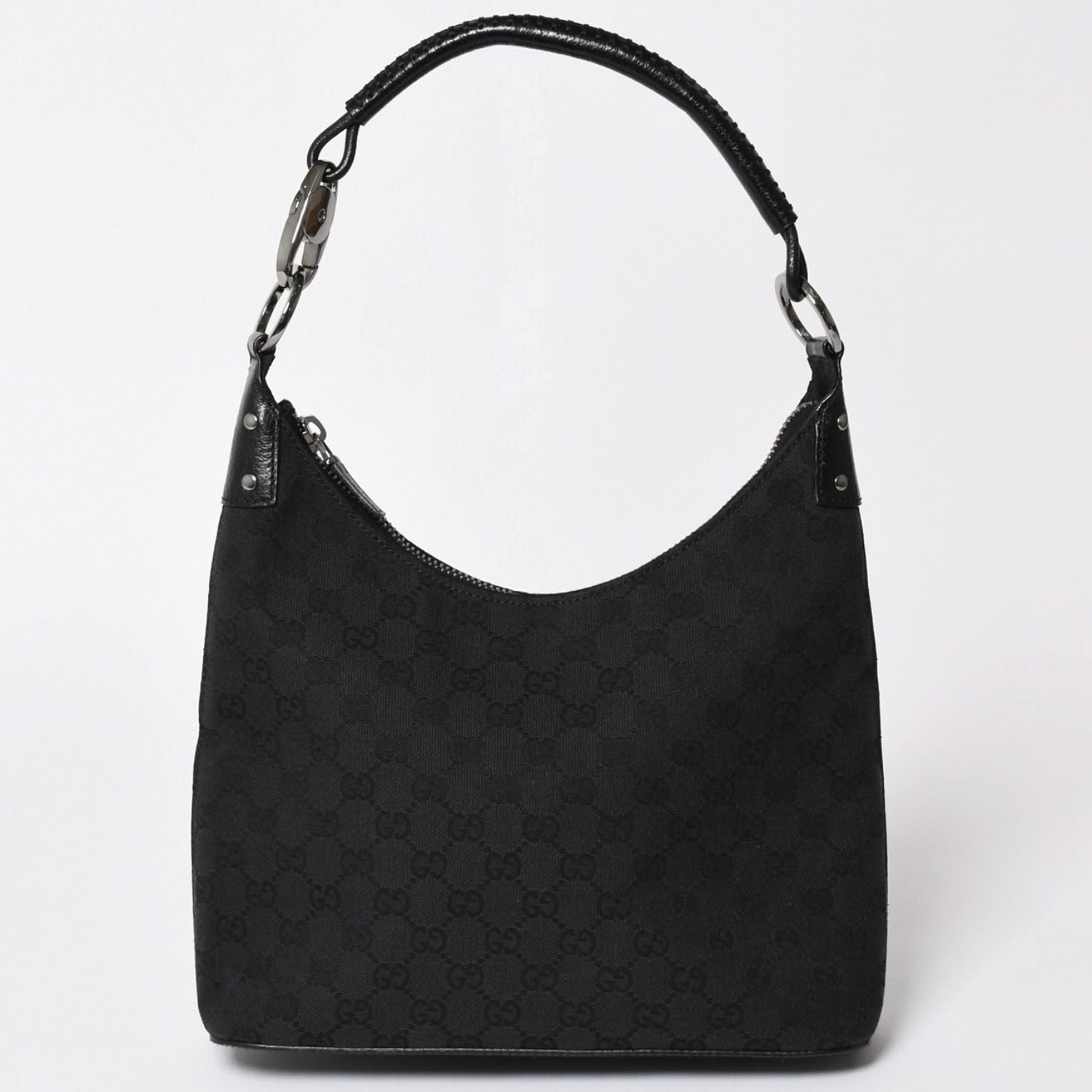 Gucci Guuci Bag GG Canvas Leather Black Silver