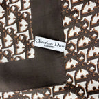 Dior Trotter Logo All Over Print Silk Scarf Brown White Vintage — view 9