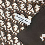 Dior Trotter Logo All Over Print Silk Scarf Brown White Vintage — view 8
