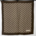 Dior Trotter Logo All Over Print Silk Scarf Brown White Vintage